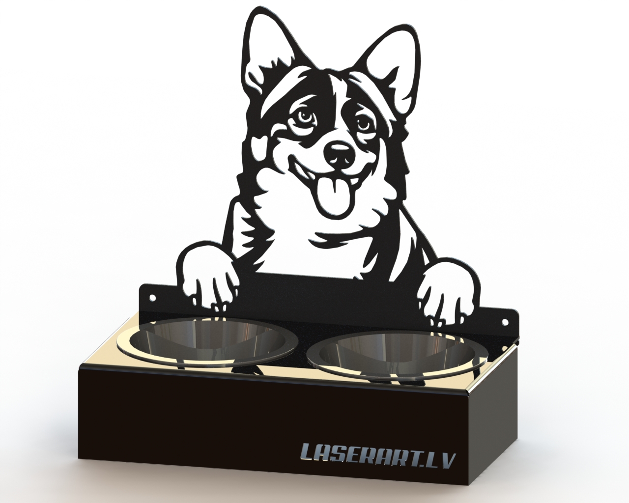 2-Bowl Dog Feeder, Cardigan Welsh Corgis Dog breed, Raised Feeding Station