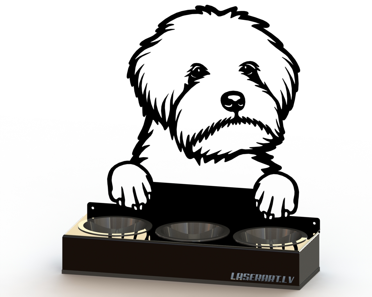 3-Bowl Dog Feeder, Maltipoo  Dog breed, Raised Feeding Station