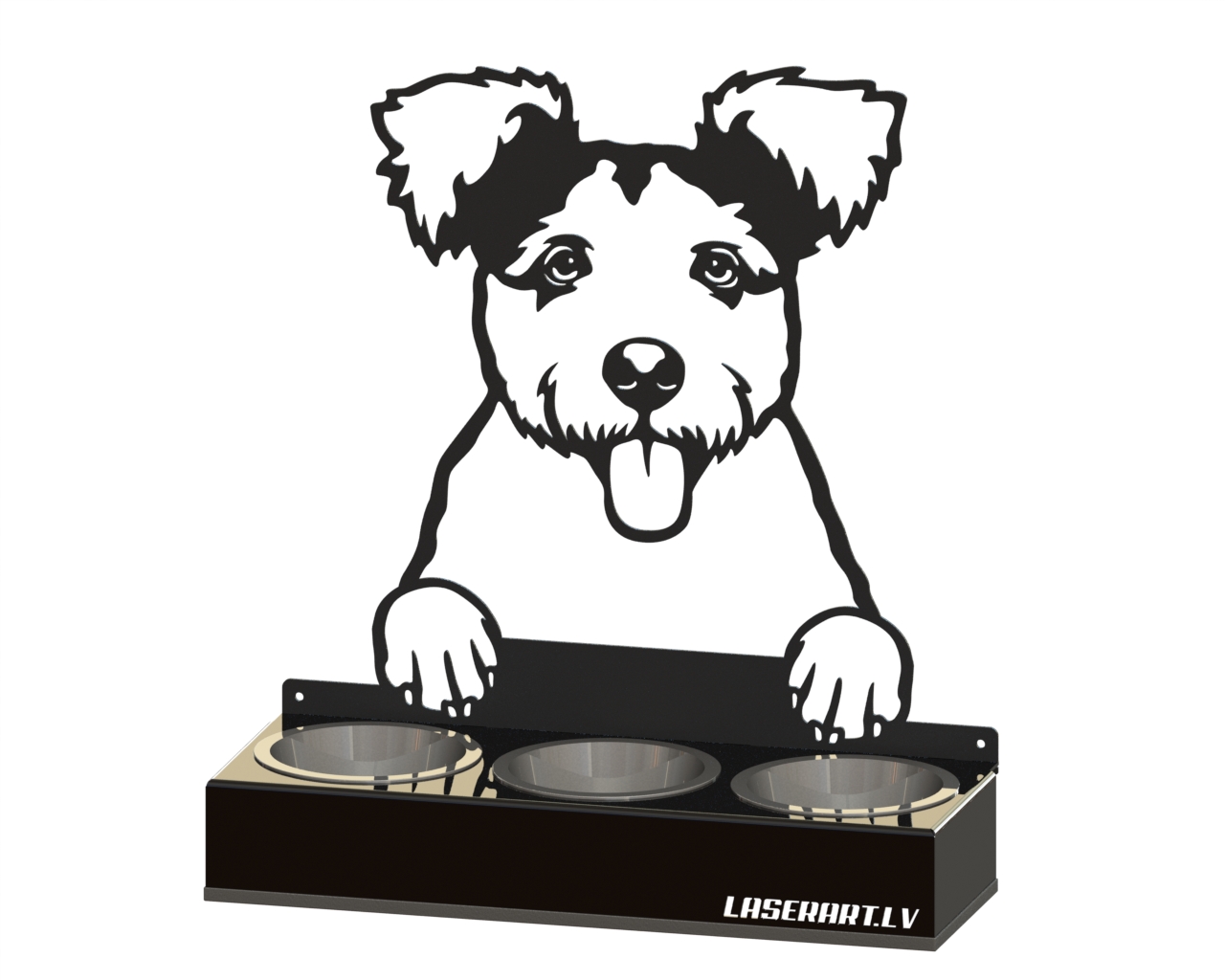 3-Bowl Dog Feeder, Pumik Dog breed, Raised Feeding Station