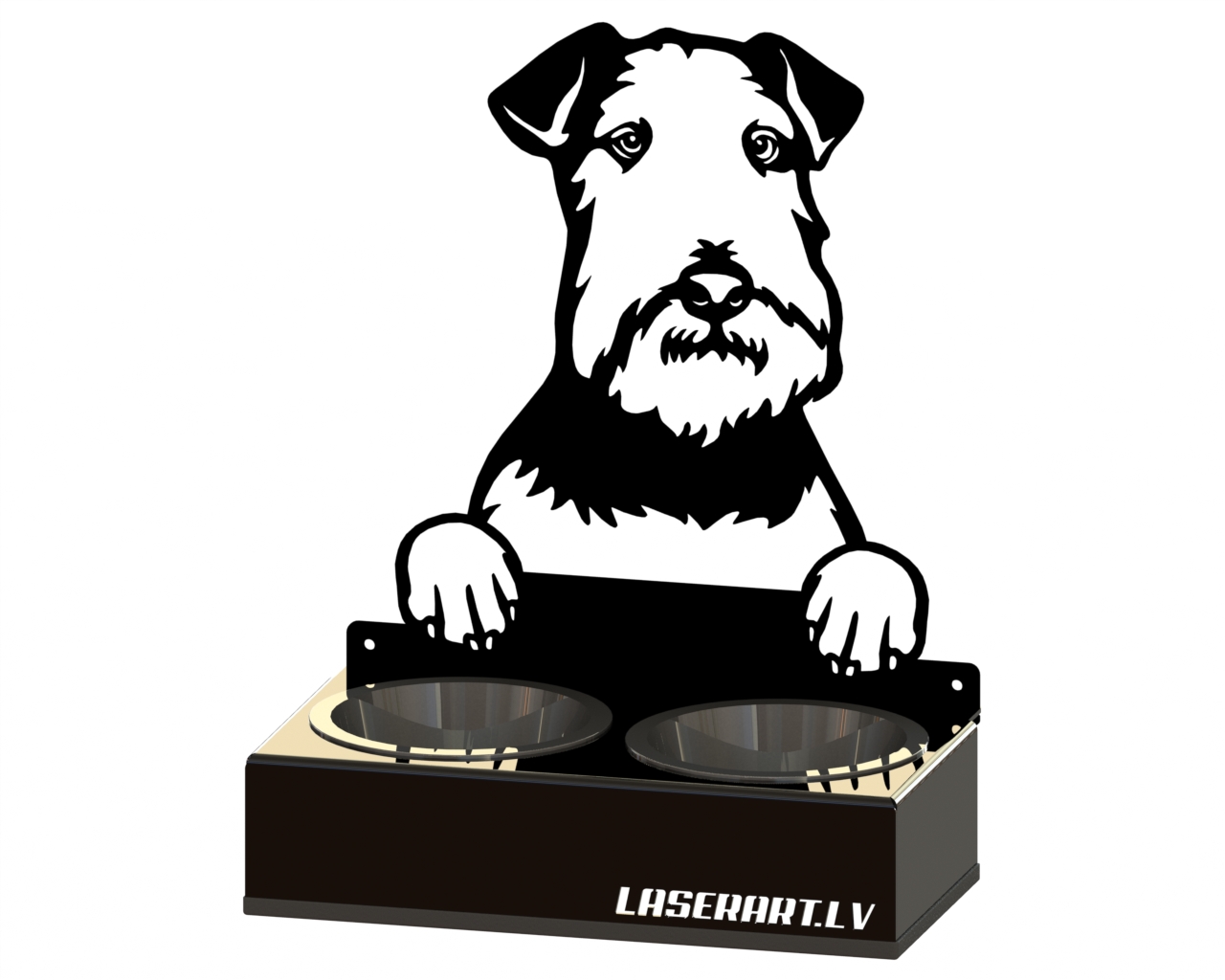 2-Bowl Dog Feeder, Lakeland Terriers Dog breed, Raised Feeding Station