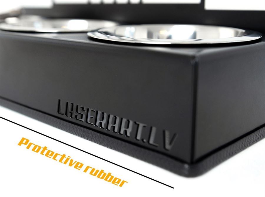 2-Bowl Dog Feeder, Great Dane Cropped Ears Dog breed, Raised Feeding Station