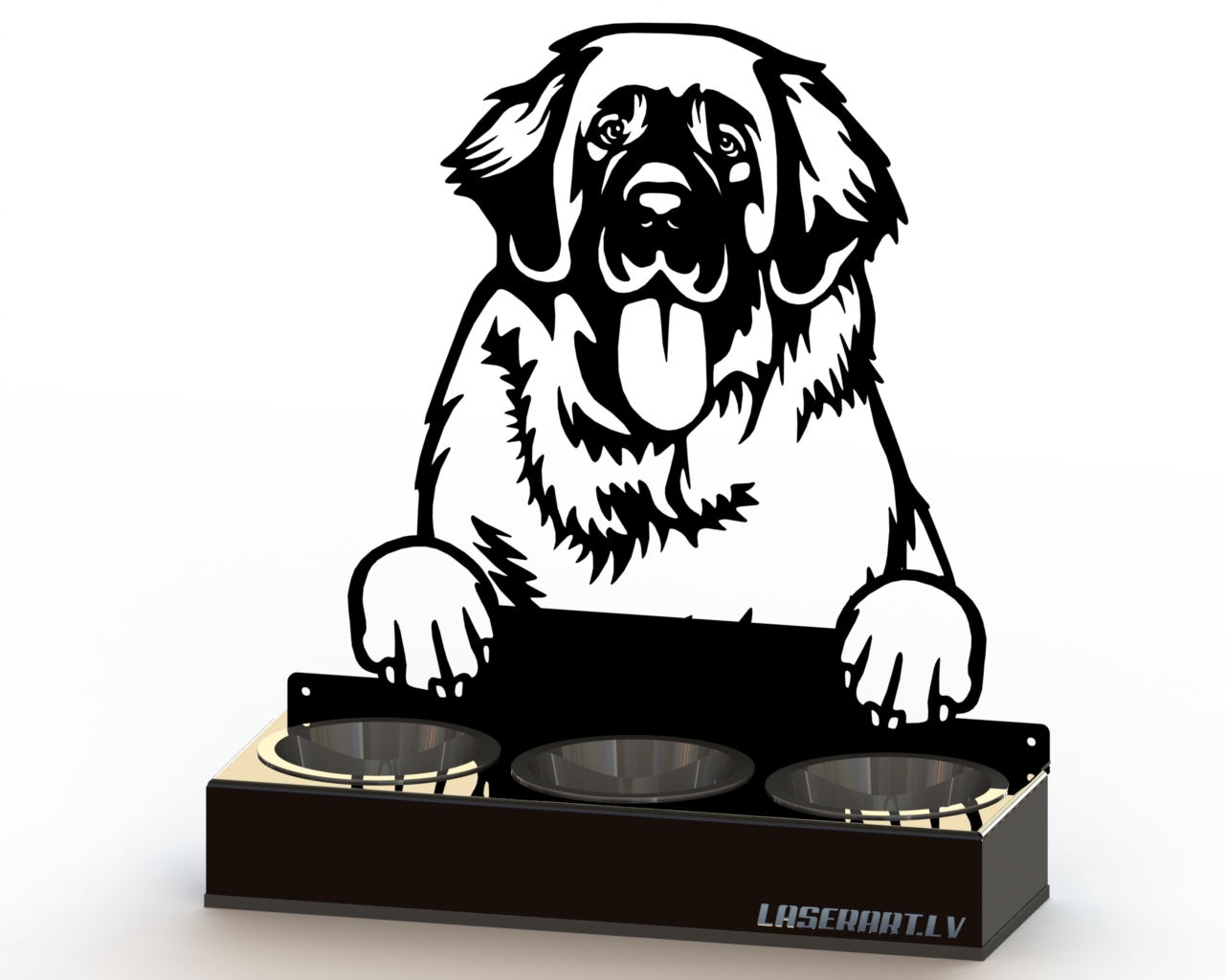 3-Bowl Dog Feeder, Leonbergers  Dog breed, Raised Feeding Station