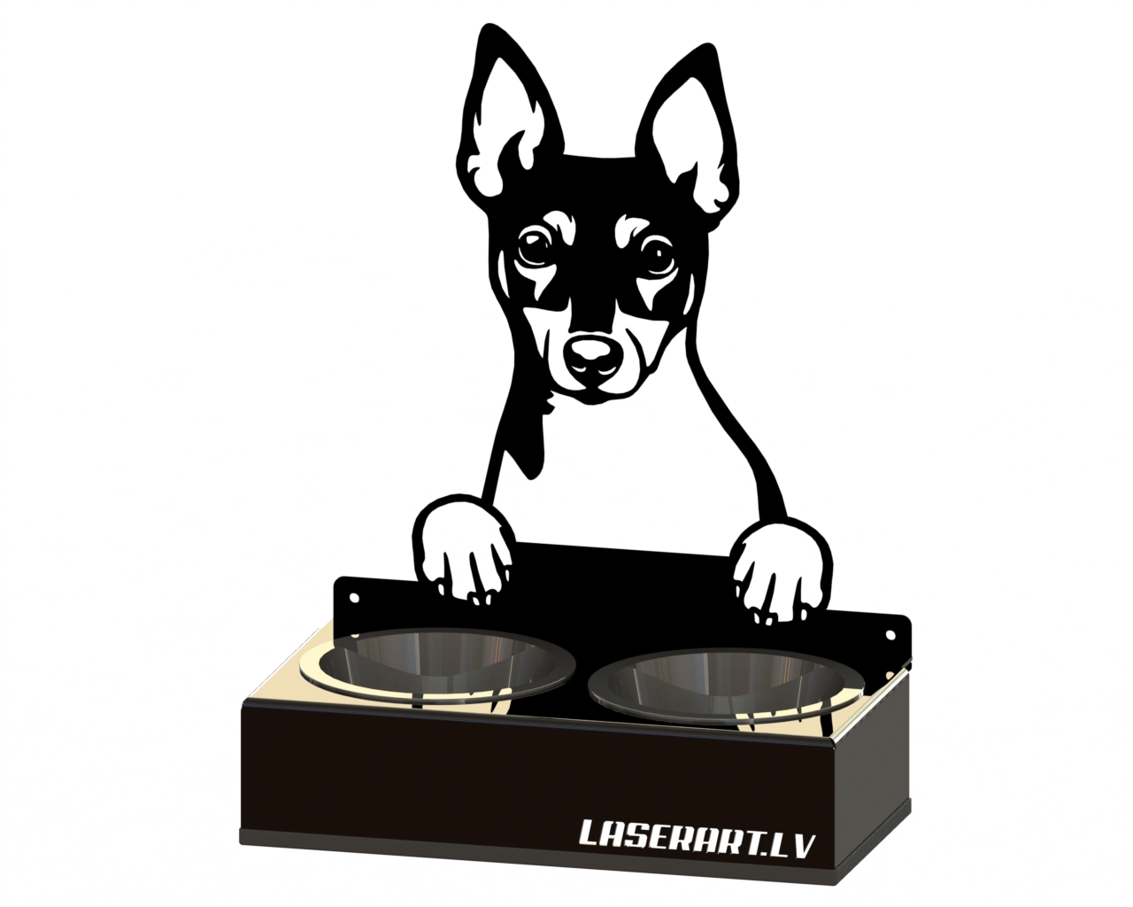 2-Bowl Dog Feeder, Toy Fox Terriers Dog breed, Raised Feeding Station